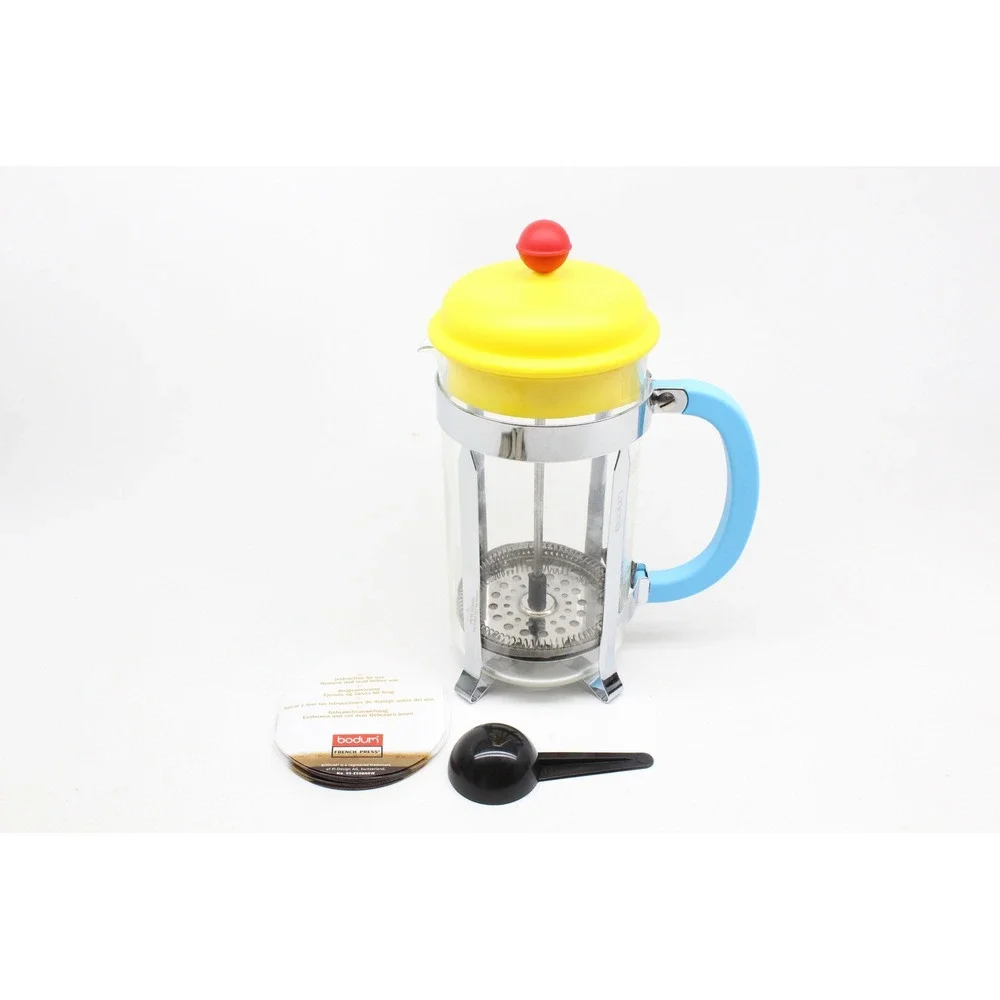 BODUM Limited Edition 70th Anniversary Yellow Red Blue Coffee French Press 2014